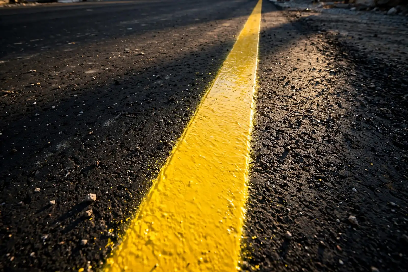 Freshly painted parking lot stripes